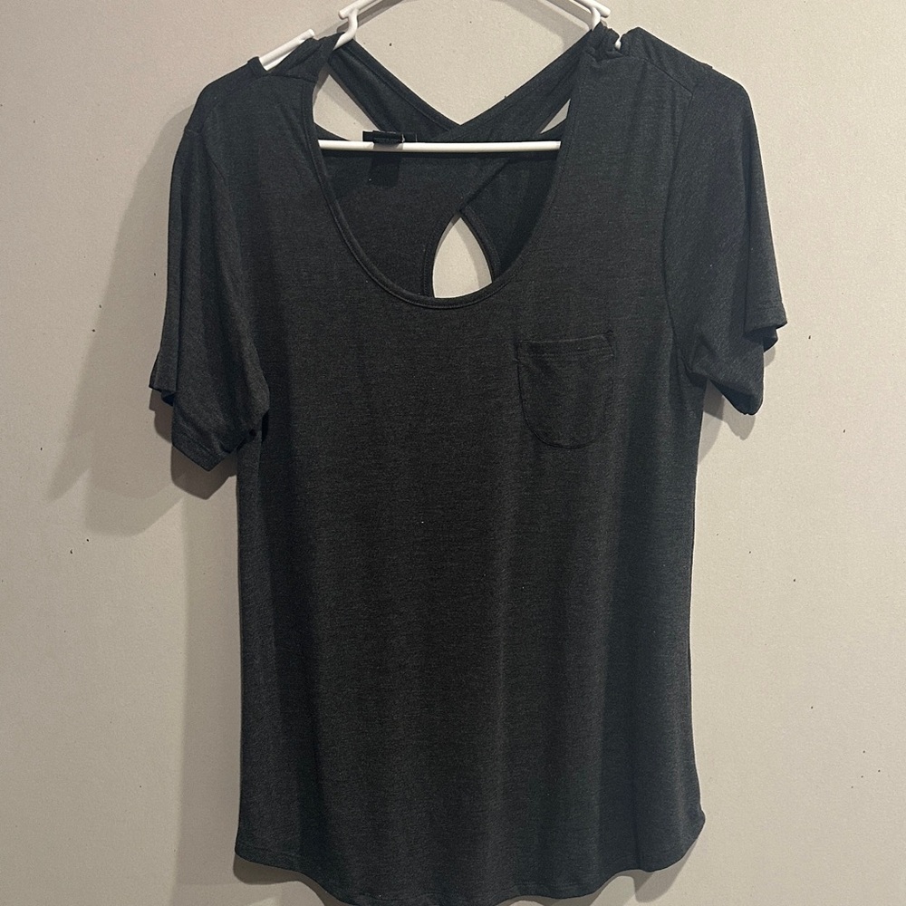 Rue21 Charcoal Short Sleeve Top with Pocket